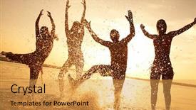  Presentation with summer party - Slide deck consisting of beach on beautiful summer background and a yellow colored foreground