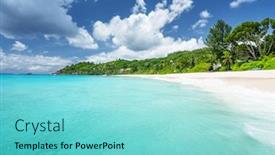  Presentation with island - Slides enhanced with beach-on-mahe-island-seychelles background and a seafoam green colored foreground