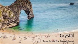  Presentation with summer holiday - Slide set consisting of beach on the jurassic background and a lemonade colored foreground