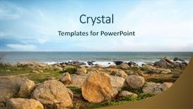  Presentation with serene - Audience pleasing slide deck consisting of beach or seashore coastal area backdrop and a sky blue colored foreground