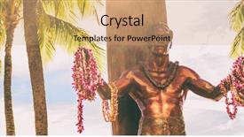  Presentation with waikiki beach - Colorful PPT theme enhanced with beach park in waikiki honolulu backdrop and a coral colored foreground