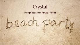  Presentation with beach party - PPT layouts consisting of beach party handwritten in sand background and a lemonade colored foreground