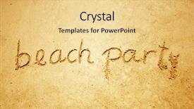  Presentation with beach party - Beautiful PPT theme featuring beach party handwritten in sand backdrop and a blonde colored foreground