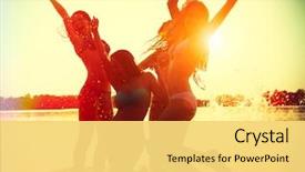  Presentation with dancing silhouettes - Audience pleasing slides consisting of beach party teenage girls having backdrop and a yellow colored foreground