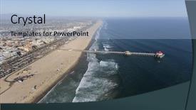  Presentation with huntington - Slide deck having beach pier in orange county background and a light blue colored foreground