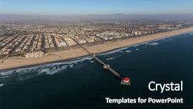  Presentation with huntington - PPT layouts consisting of beach pier in orange county background and a black colored foreground