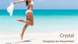  Presentation with slim body - PPT layouts consisting of beach ready bikini body - sexy background and a sky blue colored foreground