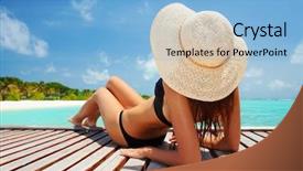  Presentation with blue crystal - PPT theme enhanced with beach relax travel to maldives background and a light blue colored foreground