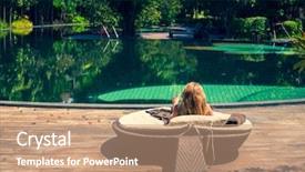  Presentation with luxury resort - PPT theme having beach resort on bali indonesia background and a coral colored foreground