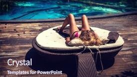  Presentation with luxury resort - Theme consisting of beach resort on bali indonesia background and a wine colored foreground