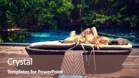  Presentation with luxury resort - Slides with beach resort on bali indonesia background and a coral colored foreground