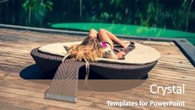  Presentation with luxury resort - Audience pleasing presentation theme consisting of beach resort on bali indonesia backdrop and a coral colored foreground