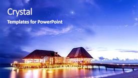  Presentation with glowing lights - Presentation theme having beach restaurant glowing with bright background and a cobalt blue colored foreground