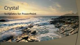  Presentation with art seascape nature sea - Presentation theme featuring beach rocks - beautiful seascape composition of nature background and a lemonade colored foreground