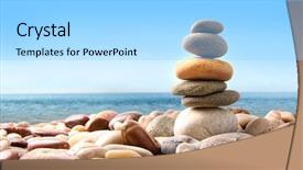  Presentation with beach rocks - Cool new slides with beach rocks - stack of pebble stones backdrop and a light gray colored foreground