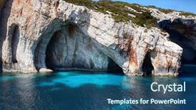  Presentation with zakynthos - Theme featuring beach rocks - zakynthos island - greece background and a ocean colored foreground