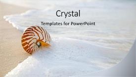  Presentation with beach wedding heart on sand - Presentation design featuring beach sand against sea wave background and a sky blue colored foreground