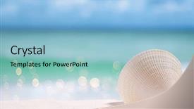  Presentation with sea shell - Beautiful PPT theme featuring beach sand and sea blue backdrop and a light blue colored foreground