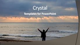  Presentation with sand - Theme featuring beach sand with arms open background and a  colored foreground