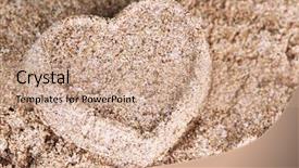  Presentation with sand heart - Theme featuring beach sandcastle - heart-shaped wet sand close-up background and a  colored foreground