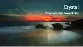 Presentation with colorful nature borders - Amazing presentation design having beach scene - colorful dawn over the sea backdrop and a ocean colored foreground