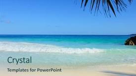  Presentation with tide - PPT theme with beach scene - exotic sand tide background and a light blue colored foreground
