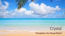  Presentation with waves - Presentation design with beach scene - waves under palms background and a lemonade colored foreground