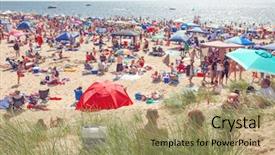  Presentation with scene - Slide set consisting of beach scene on a busy background and a coral colored foreground