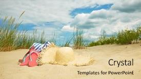  Presentation with doors to beach scene - Cool new PPT theme with beach scene summer accessories summer backdrop and a lemonade colored foreground