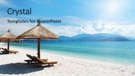  Presentation with pacific - Presentation design having beach scene tropics pacific ocean background and a light blue colored foreground