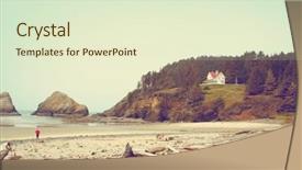  Presentation with done - Theme having beach-scene-with-a-house background and a soft green colored foreground