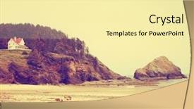  Presentation with done - Colorful slides enhanced with seascape small wave - beach scene with a house backdrop and a blonde colored foreground