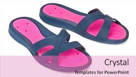  Presentation with shoes - PPT theme enhanced with beach-shoes-isolated-on-white background and a coral colored foreground