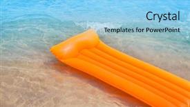  Presentation with lounge - Slide set with beach shore with orange floating background and a light blue colored foreground