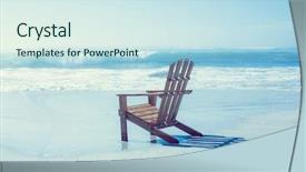  Presentation with sand - PPT layouts featuring beach side - wooden deck chair background and a sky blue colored foreground