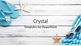  Presentation with beach - Presentation theme featuring beach slippers on wood summer background and a white colored foreground