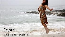  Presentation with beautiful skin and beach - Beautiful PPT theme featuring beach southern california beach vacation backdrop and a soft green colored foreground