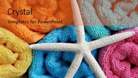  Presentation with colored - PPT theme consisting of beach spa - brightly colored rolled towels background and a red colored foreground