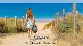  Presentation with shells beach summer holiday - PPT theme featuring beach-summer-holiday-vacation-concept background and a coral colored foreground