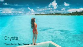  Presentation with luxury travel - PPT layouts featuring beach-summer-luxury-travel-vacation background and a seafoam green colored foreground