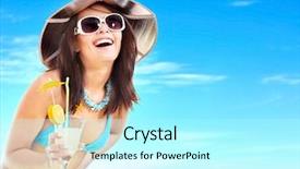  Presentation with juice - Audience pleasing presentation consisting of beach sunglasses - girl in bikini drink juice backdrop and a arctic colored foreground