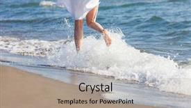  Presentation with crime woman on the run - Beautiful PPT layouts featuring beach sunny summer day lower backdrop and a light gray colored foreground