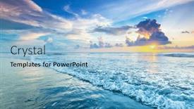  Presentation with tropical beach sunset - Slides with beach-sunrise-or-sunset-over background and a light blue colored foreground