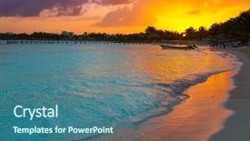  Presentation with caribbean - Slides featuring beach sunset in costa maya background and a ocean colored foreground