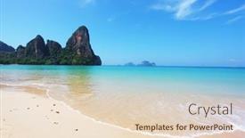  Presentation with ocean - PPT theme consisting of beach-surf-ocean-sky-island background and a lemonade colored foreground