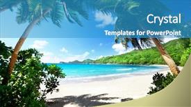  Presentation with palm beach - Beautiful theme featuring beach takamaka mahe island seychelles backdrop and a teal colored foreground