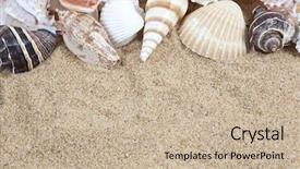  Presentation with beach frame - PPT theme having pimientos del piquillo rellenos de bacalao stuffed red peppers with cod cream sauce spanish cuisine background and a coral colored foreground