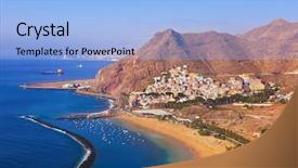  Presentation with beach - Cool new presentation design with beach-teresitas-in-tenerife-canary backdrop and a light blue colored foreground