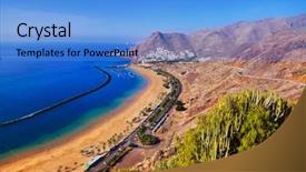  Presentation with beach - Cool new slide deck with beach-teresitas-in-tenerife-canary backdrop and a teal colored foreground