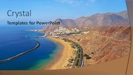  Presentation with beach - PPT layouts having beach-teresitas-in-tenerife-canary background and a light blue colored foreground